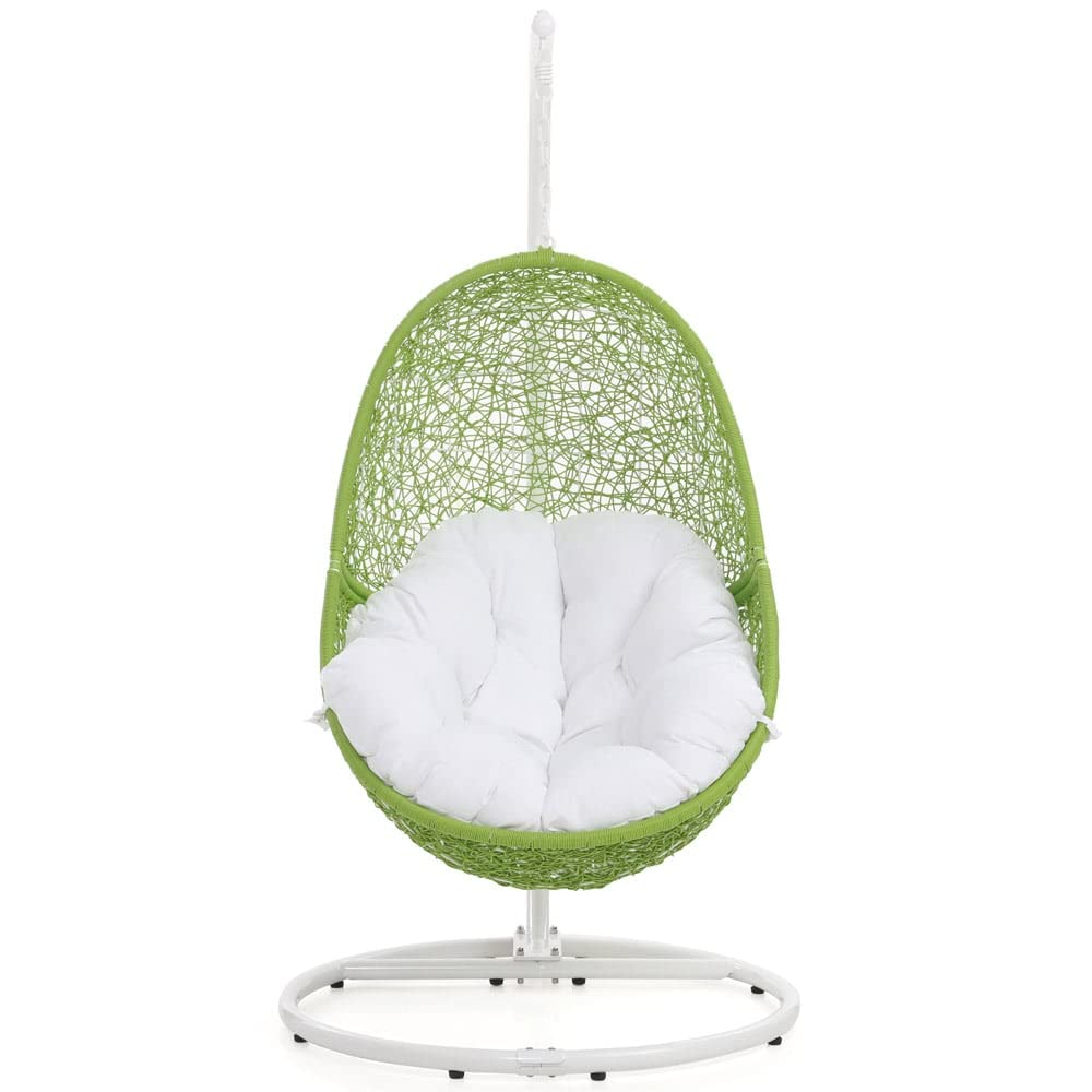 Reef Swing Chair with Stand - Lime Green Basket White Cushion