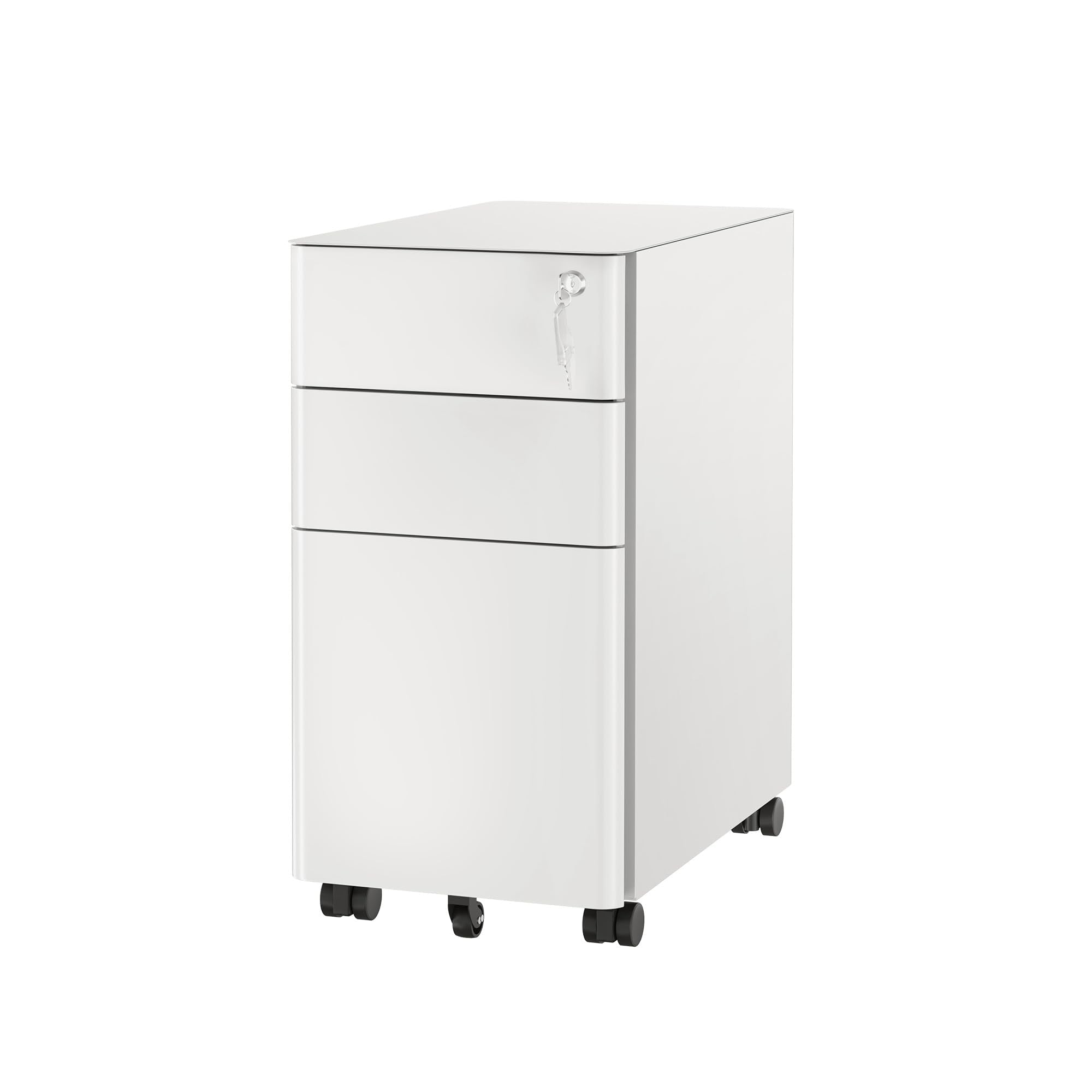 3-Drawer Rolling File Cabinet with Lock