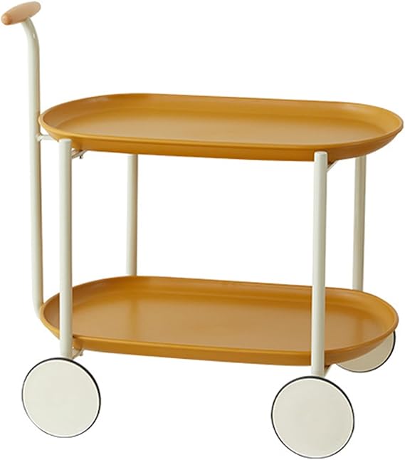 2-Tier Rolling Bar Cart with Wheels
