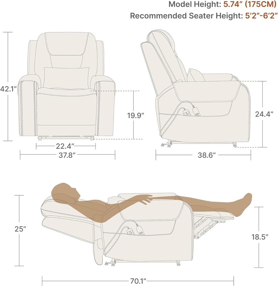 Electric Power Lift Recliner Chair with Heat and Massage