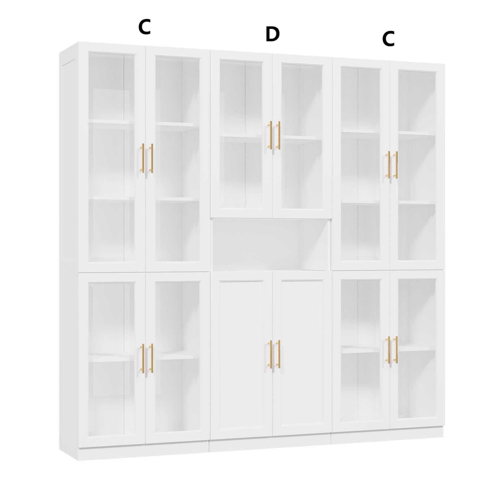5-Tier Bookcase with Glass Doors & Drawers