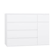 White Dresser with Deep Drawers and Door Storage