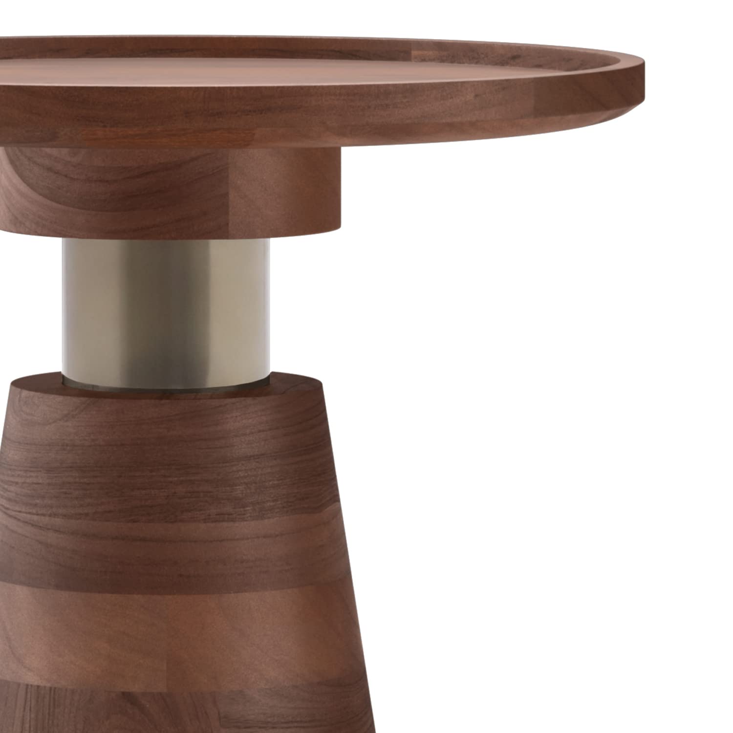 Kramer End Table - 16 Inch Round Acacia Wood Accent Table with Cone Pedestal Base
