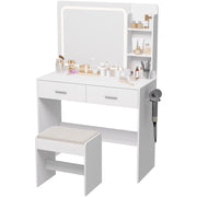 Lighted Makeup Vanity with Mirror and Storage