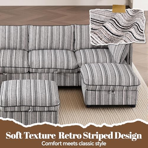 8-Seater Modular Sectional Sofa with Storage and Ottoman