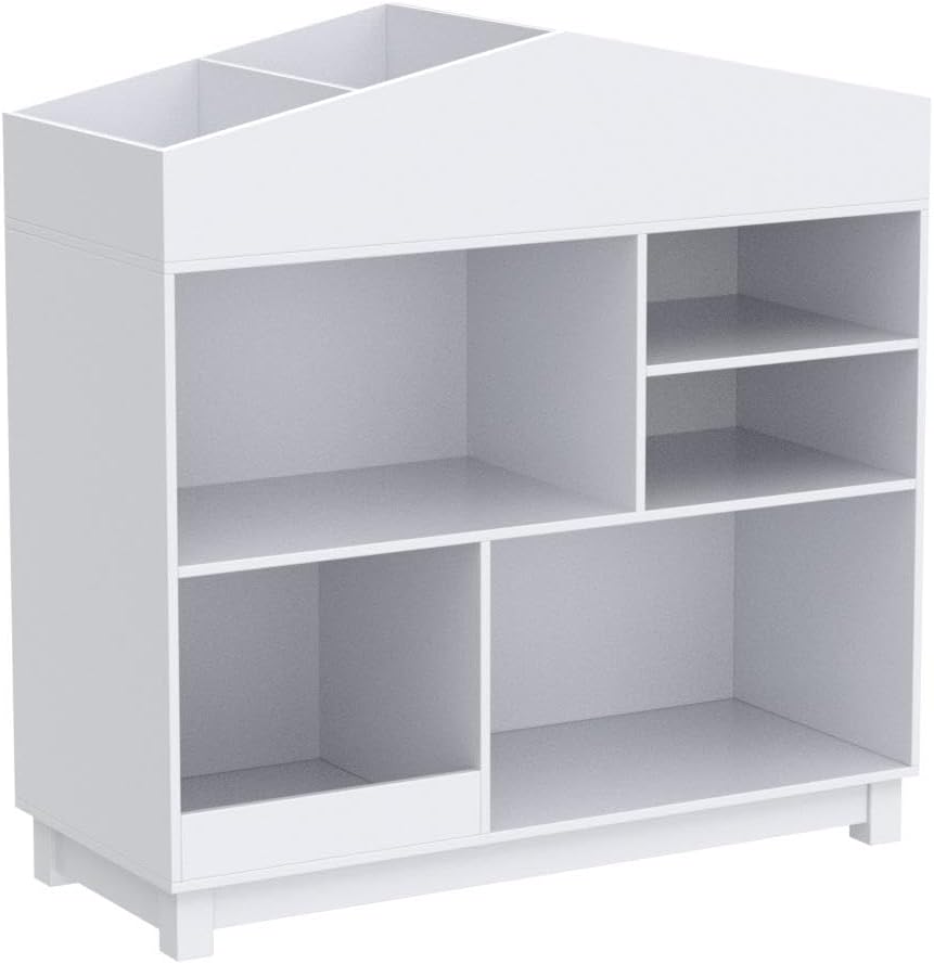 UTEX Kids Bookshelf, Wooden Childrens Bookcases and Toy Storage, Doll House Book Shelves Nursery Book Rack for Classroom Bedroom, White