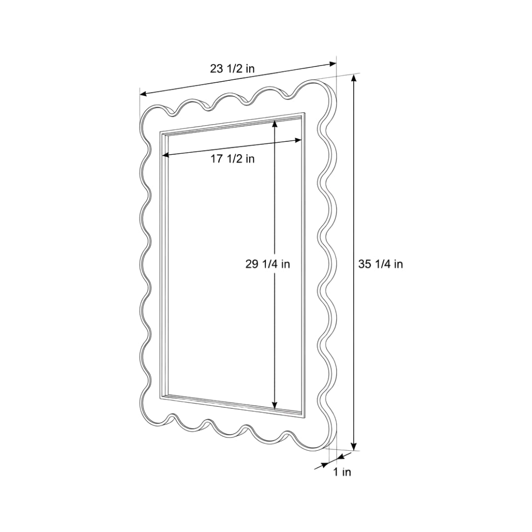 Scalloped Wall Mirror 24x36 Natural Wood Frame