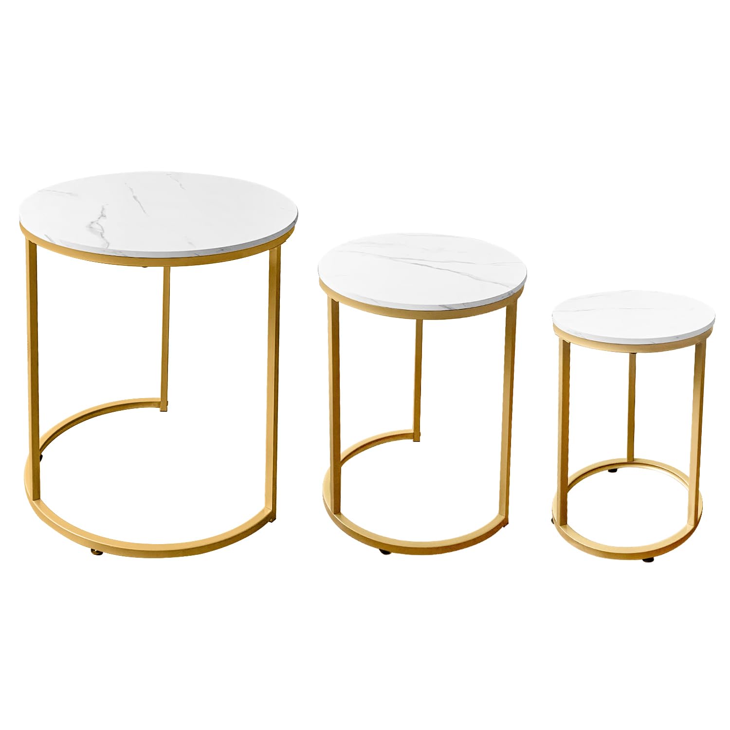 Nesting Tables Set of 3 Round Coffee Side Tables Gold