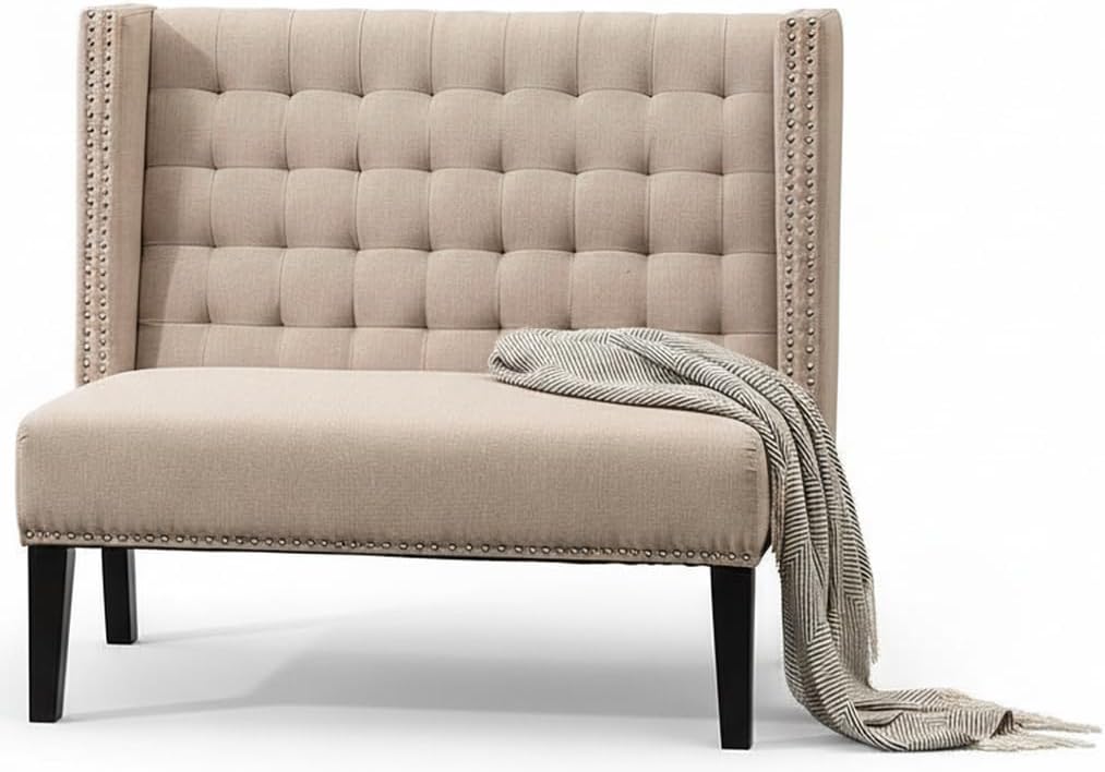 Modern Loveseat Settee Bench with Back