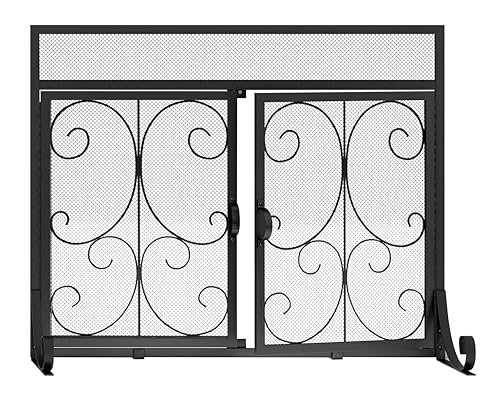 Flat Fireplace Screen with Scroll Design