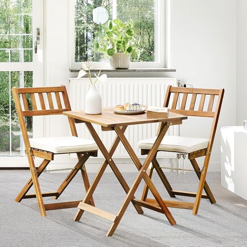 Heavy Duty 400lbs Patio Bistro Set 3 Piece Outdoor Folding