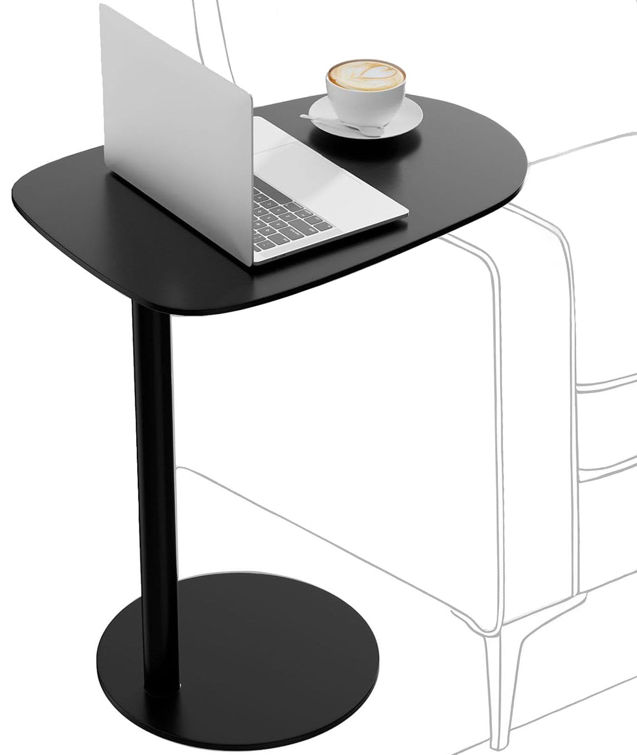 C Shaped End Table - Modern Metal Side Table for Couch