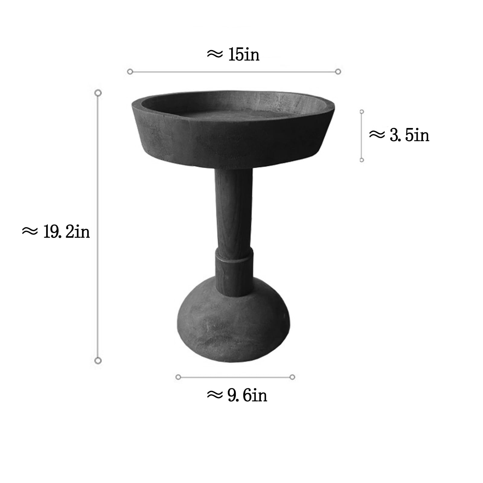Solid Wood Side Table Live Edge Round 15 Inch