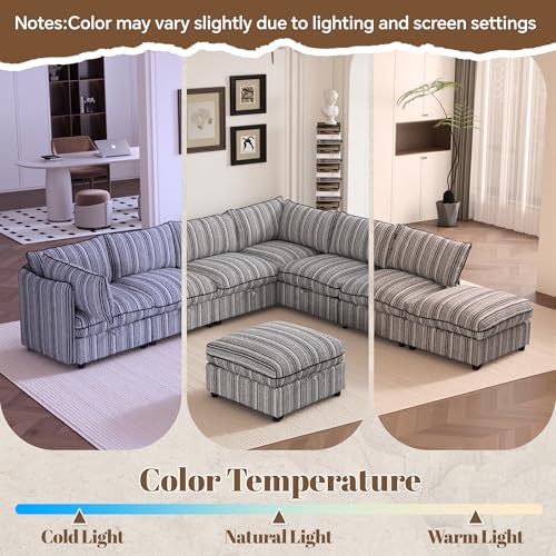 8-Seater Modular Sectional Sofa with Storage and Ottoman