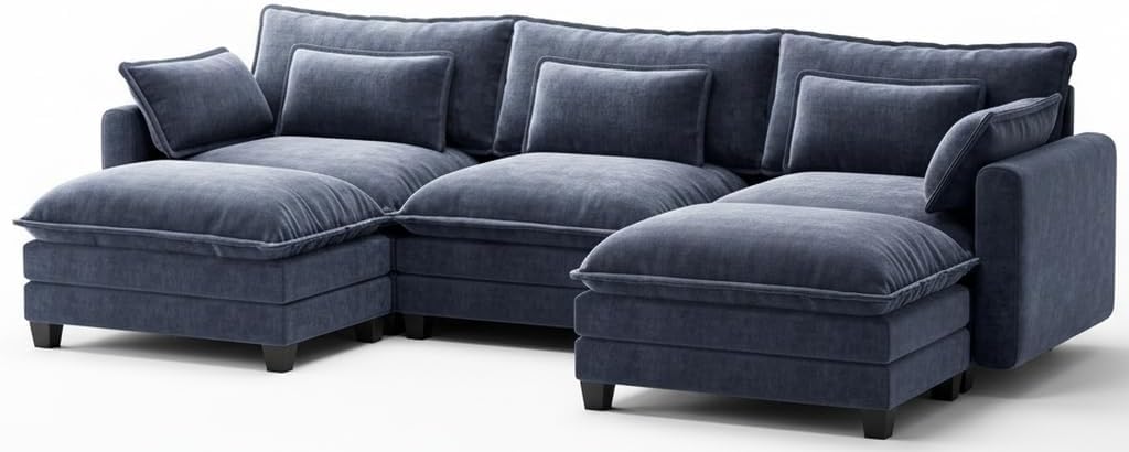 110.6" U-Shaped Modular Sectional Sofa with Ottoman