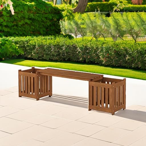 Outdoor Planter Bench with Storage