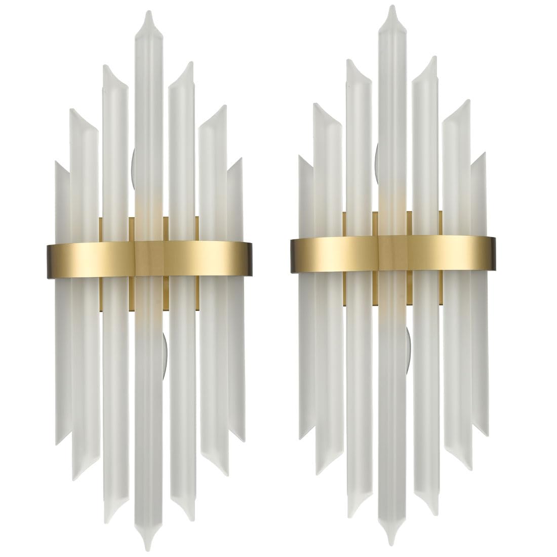 Modern Gold Crystal Wall Sconces Set of Two