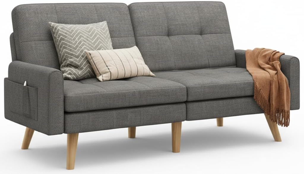 70.9" Sofa Bed with Adjustable Backrest and Removable Armrest