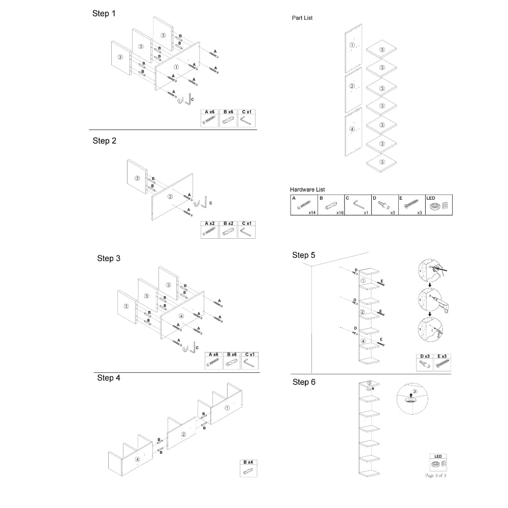 7-Tier Floating Wall Shelf with LED Lights