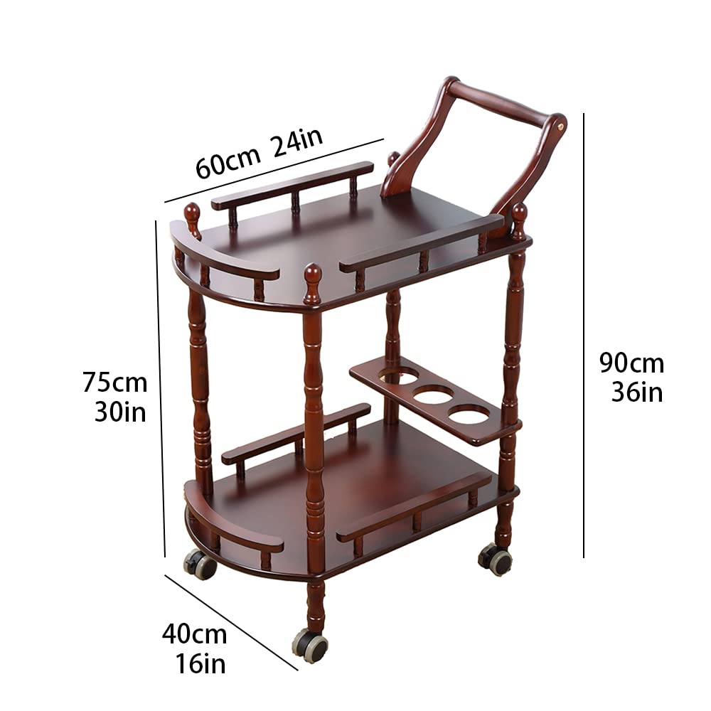 2-Tier Mobile Bar Cart with Wheels