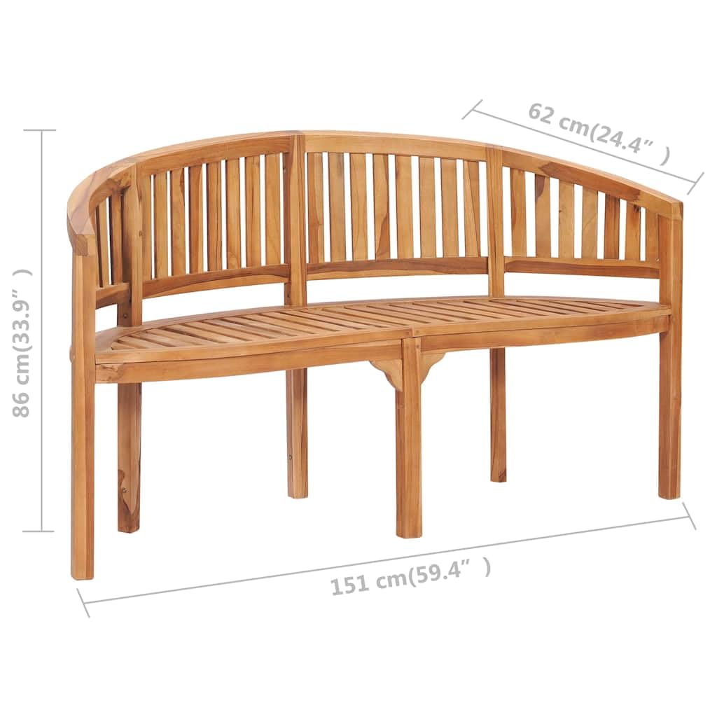 Teak Wood Banana Bench 3-Seater