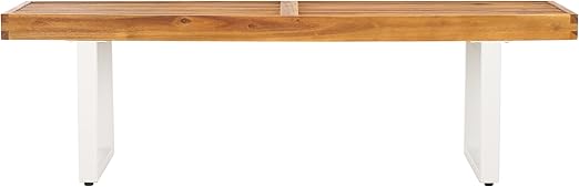 Monti 2 Seater Outdoor Bench Natural Acacia Wood Black Metal Legs