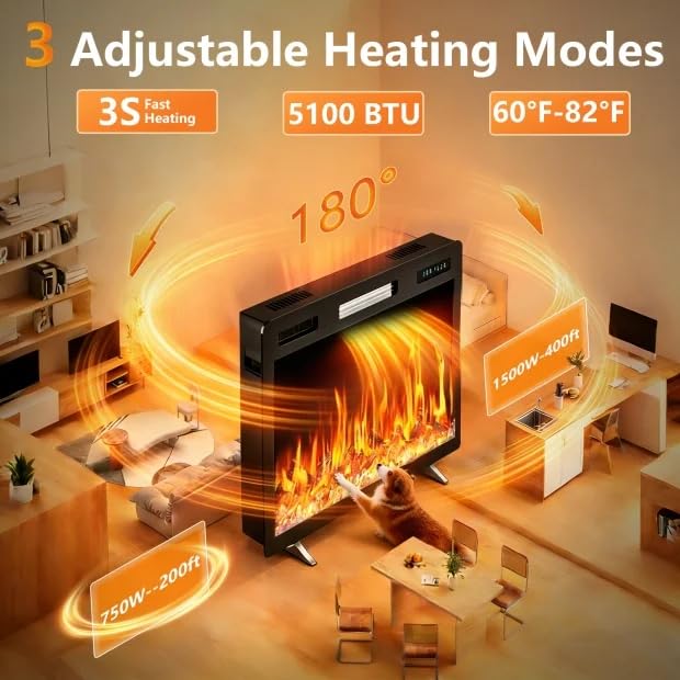 36" Electric Fireplace Insert with Remote Control