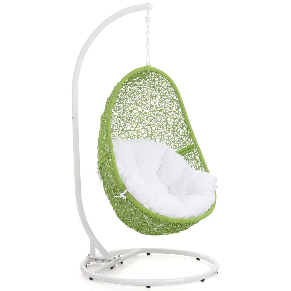 Reef Swing Chair with Stand - Lime Green Basket White Cushion