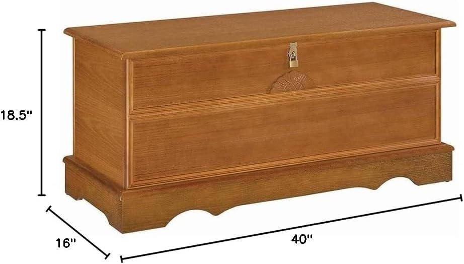 Cedar Wood Storage Blanket Chest Bench Honey Brown