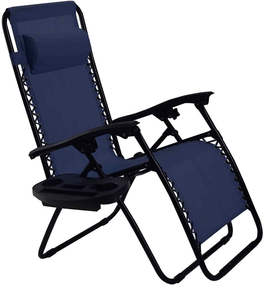 Rainfally Set of 2 Zero Gravity Chair, Outdoor Folding Lounge Chair w/Cup Holder & Headrest, Adjustable Reclining Patio Chair for Poolside, Backyard, Beach,Camping