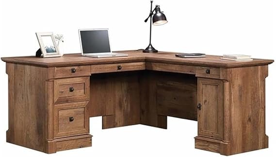 L-Shape Executive Desk with Drawers and File Cabinet