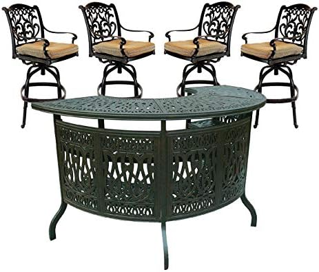Elizabeth Party Bar with 4 Mandalay Swivel Bar Stools
