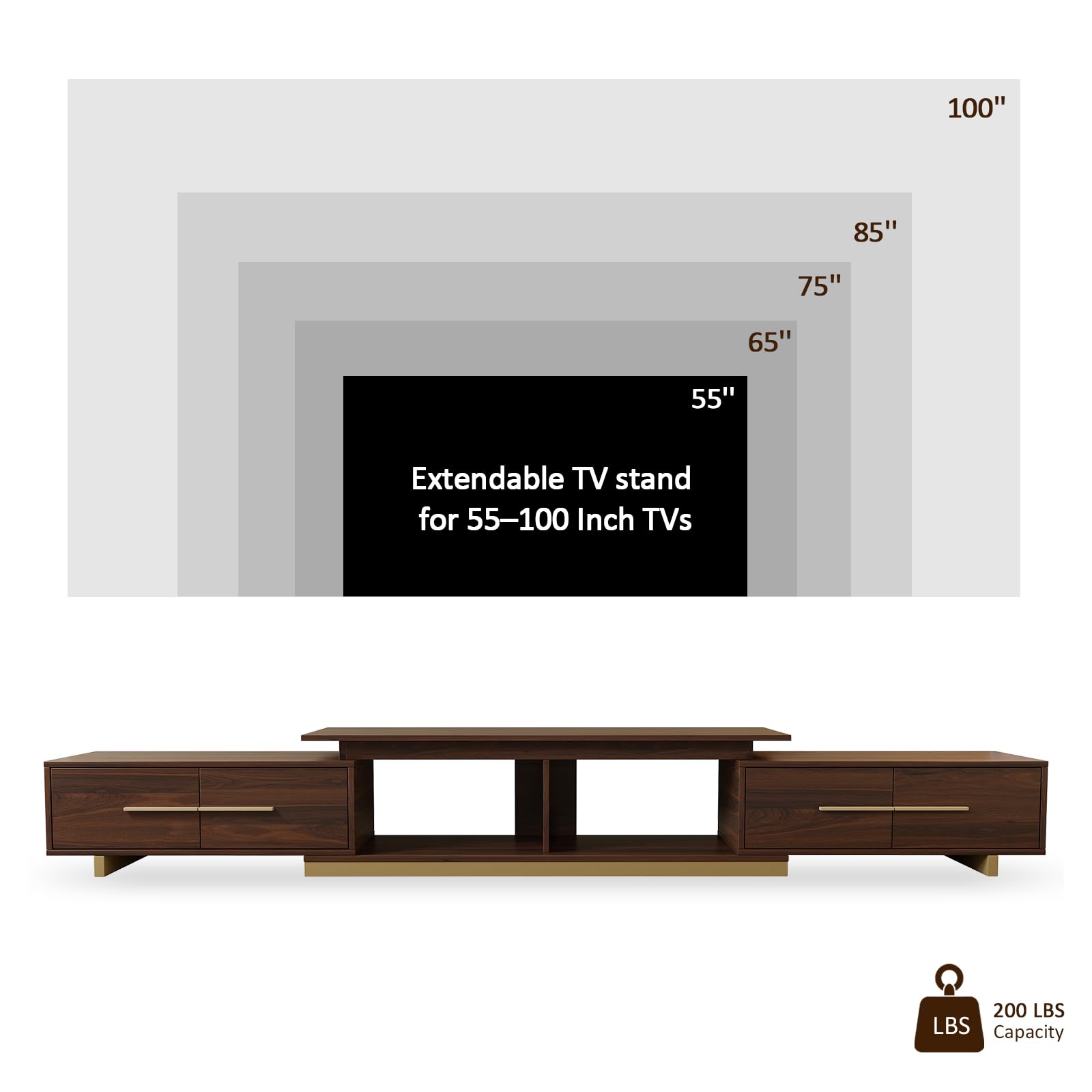 Extendable TV Stand with 4 Drawers