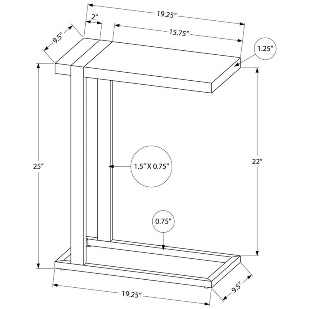 C-Shaped Accent Table - Grey & Black Metal Frame with Laminate Top
