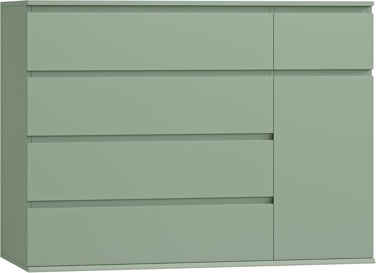 White Dresser with Deep Drawers and Door Storage