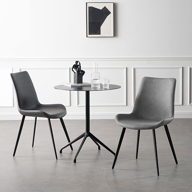 Dining Chairs Set of 2 - Modern Upholstered Faux Leather