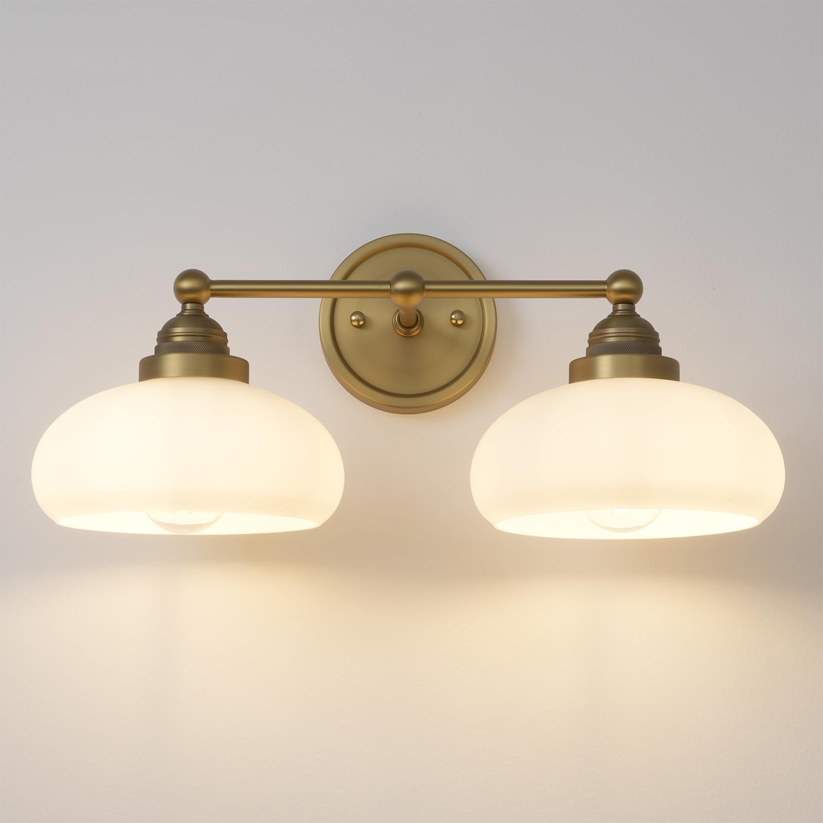 Vintage 2-Light Wall Sconce with Milk White Glass Shade