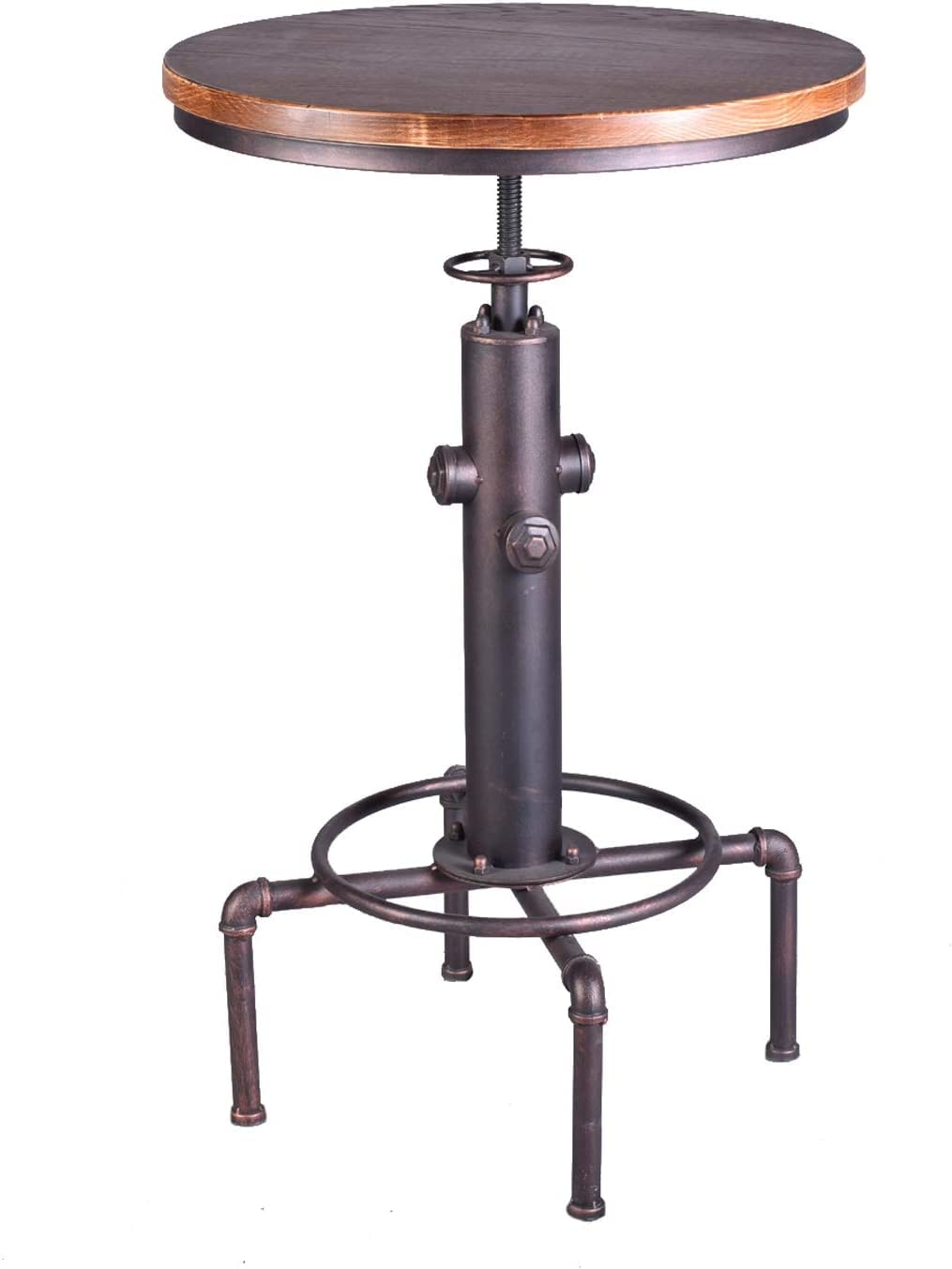Industrial Pub Table Set with Adjustable Stools