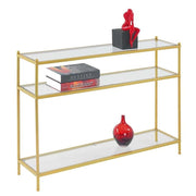 Royal Crest Glass Console Table 42" - 3 Tier Gold