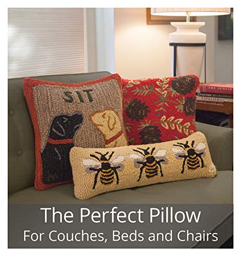Hand-Hooked Wool Throw Pillow with Sleeping Labs Design