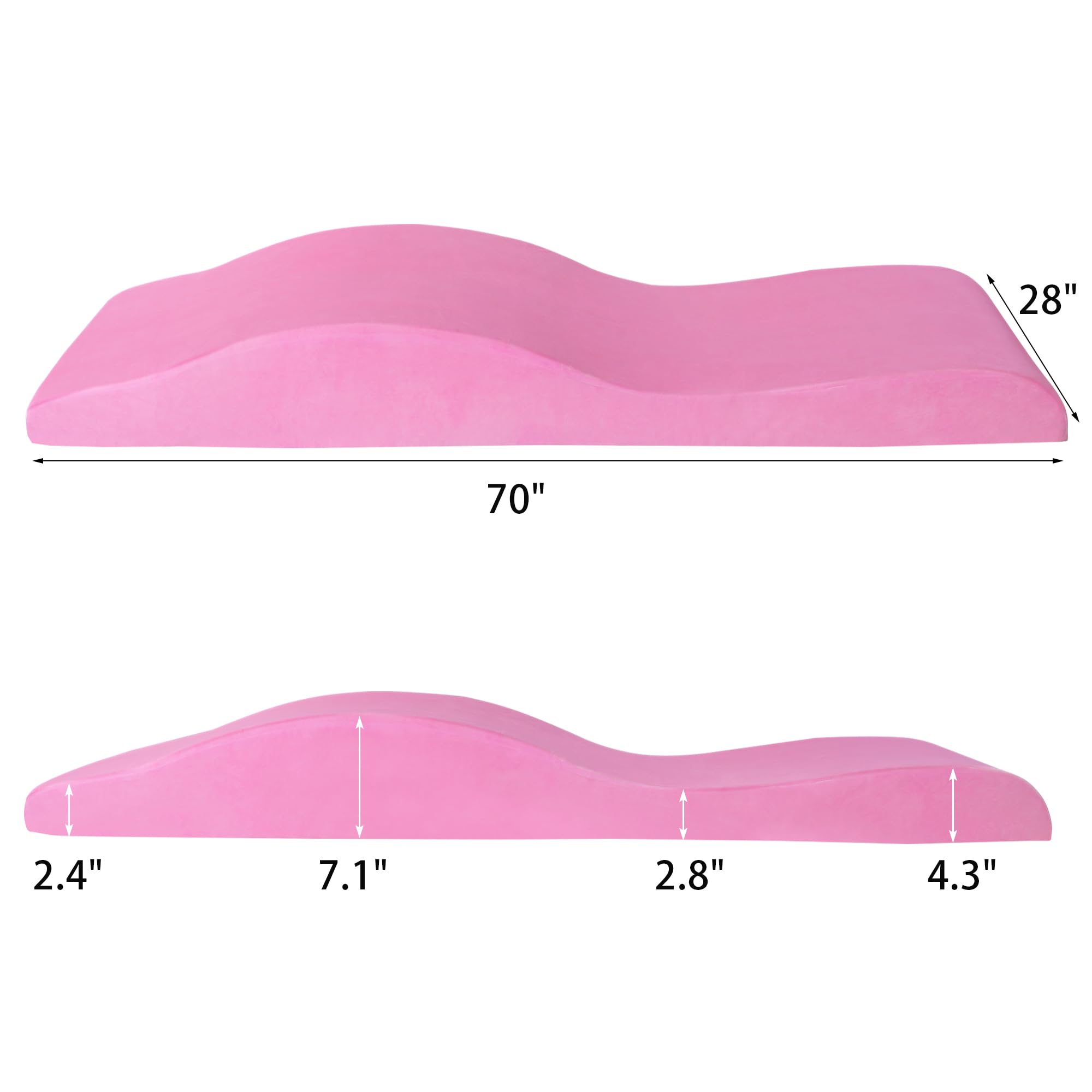 Ergonomic Curvy Foam Massage Bed Mattress Topper 70" x 28"