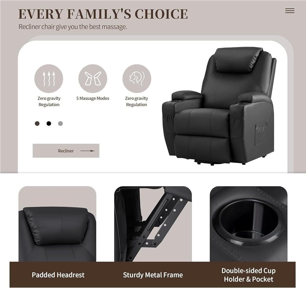 Power Lift Recliner Chair with Massage and Heat