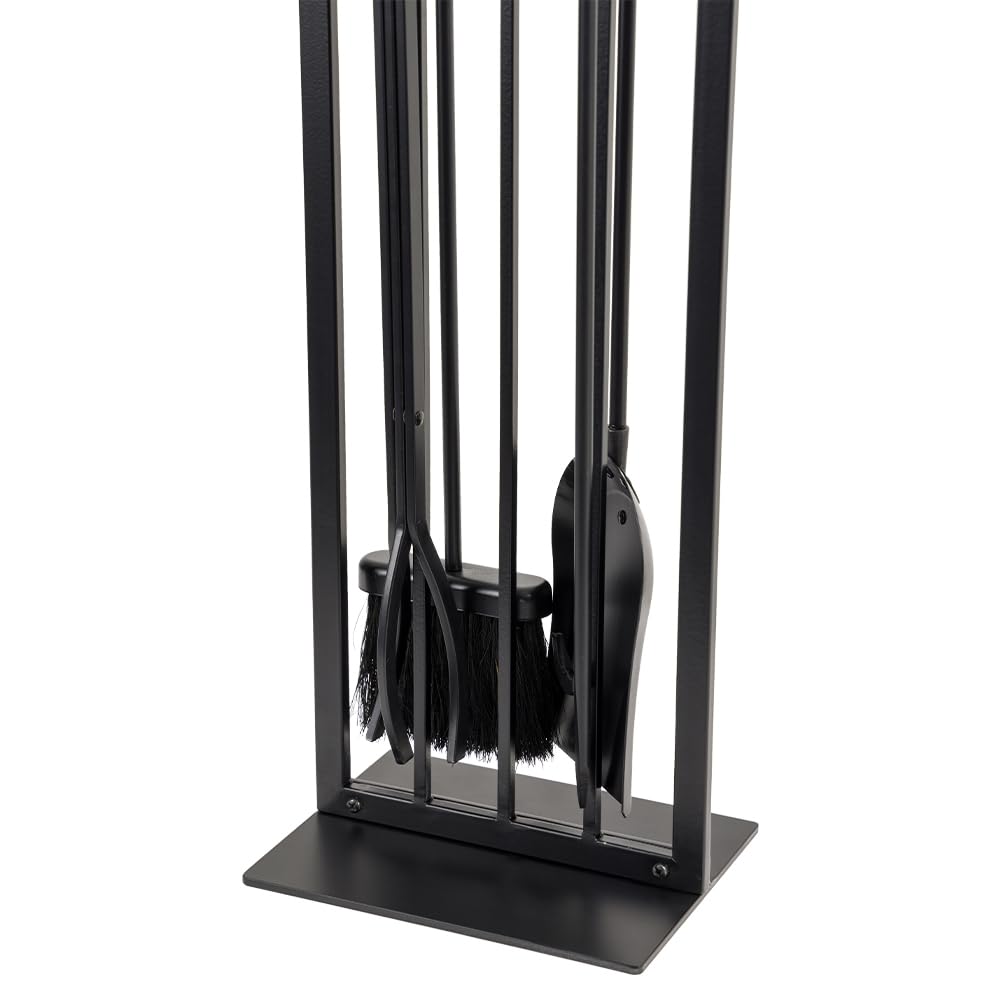 4-Piece Fireplace Tool Set with Stand
