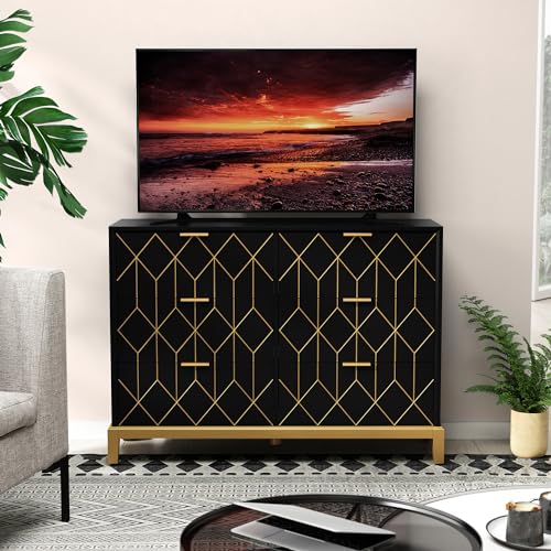 48" Modern Dresser with 6 Drawers and Gold Lines