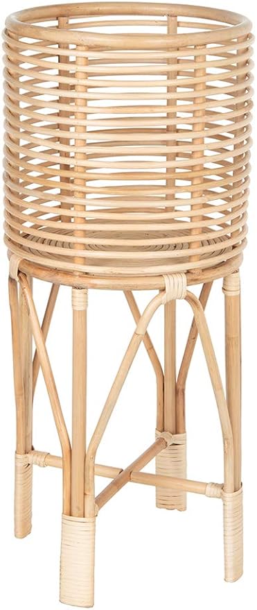 Two-Tier Rattan Plant Stand