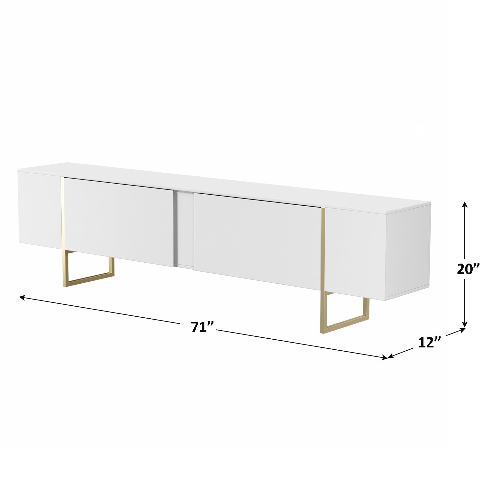 TV Stand with Gold Legs and Storage Doors