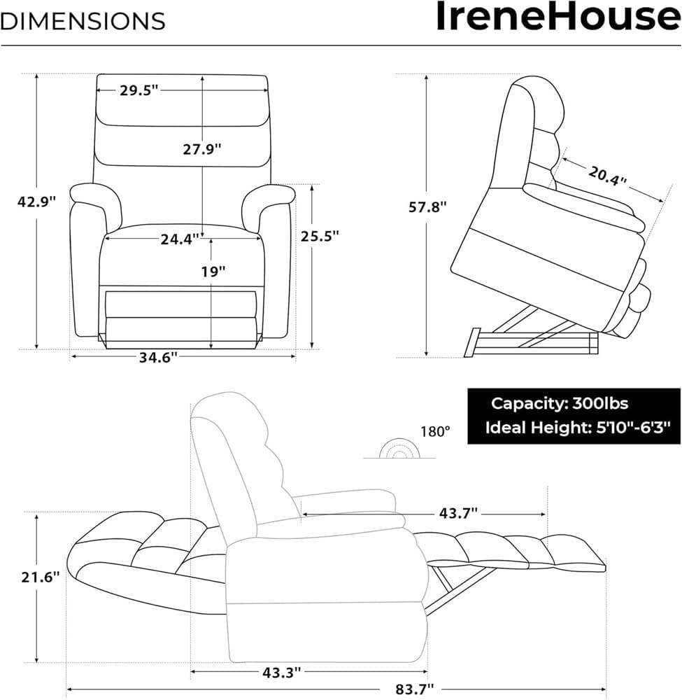 Electric Lift Recliner Chair with Massage and Heating