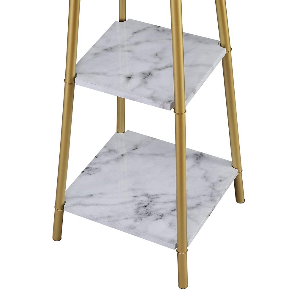 Floor Lamp with Shelves and Gold Shade