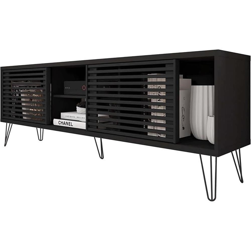 Mid-Century Modern TV Stand 70 Inch Black