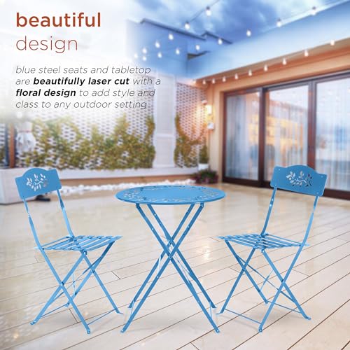 3-Piece Folding Bistro Set with Table and 2 Chairs